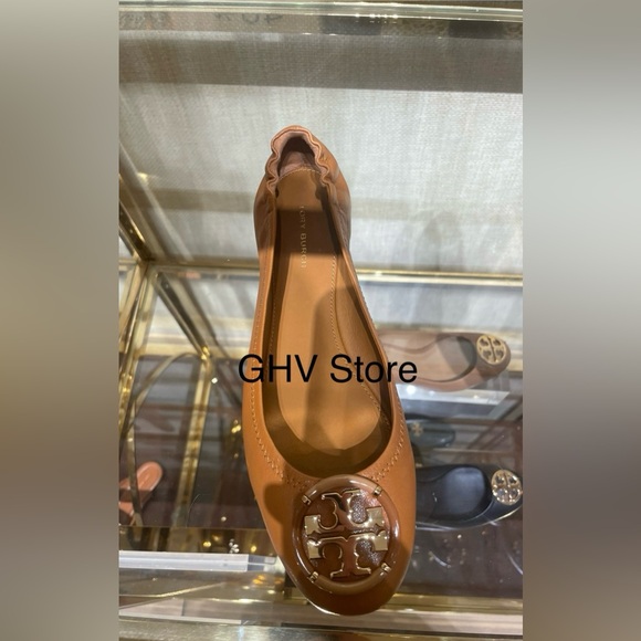 Tory Burch Multi Logo Nappa Leather Flat Ballet Shoes